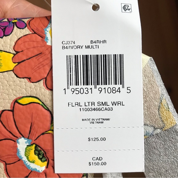 🌸 Coach Small Wristlet With Floral Print Polished pebble leather - Picture 11 of 12